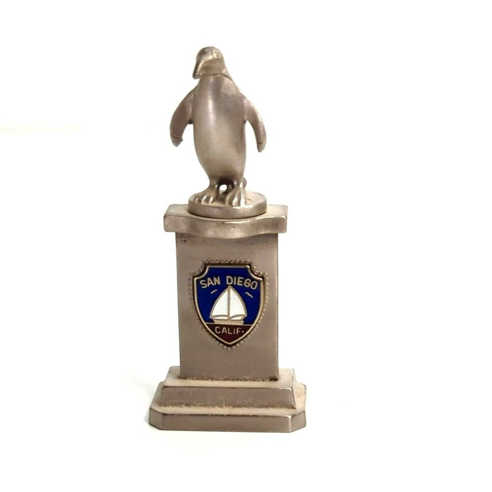 Vintage San Diego Penguin Pewter Figurine Souvenir Statue California